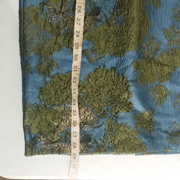 Vera Wang Brocade Dress Women Size 6 Dark Teal Green Metallic V-cut Back Lined - Picture 8 of 16